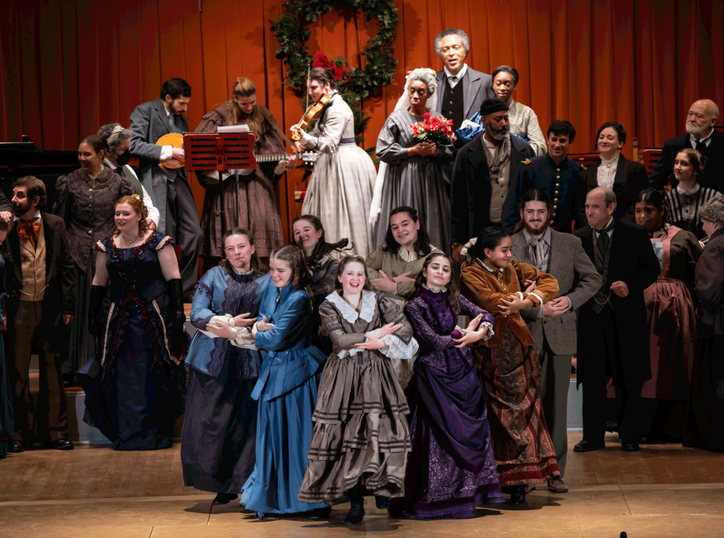 Teen performers in the 2021 Winter Revels during Children Go Where I Send Thee